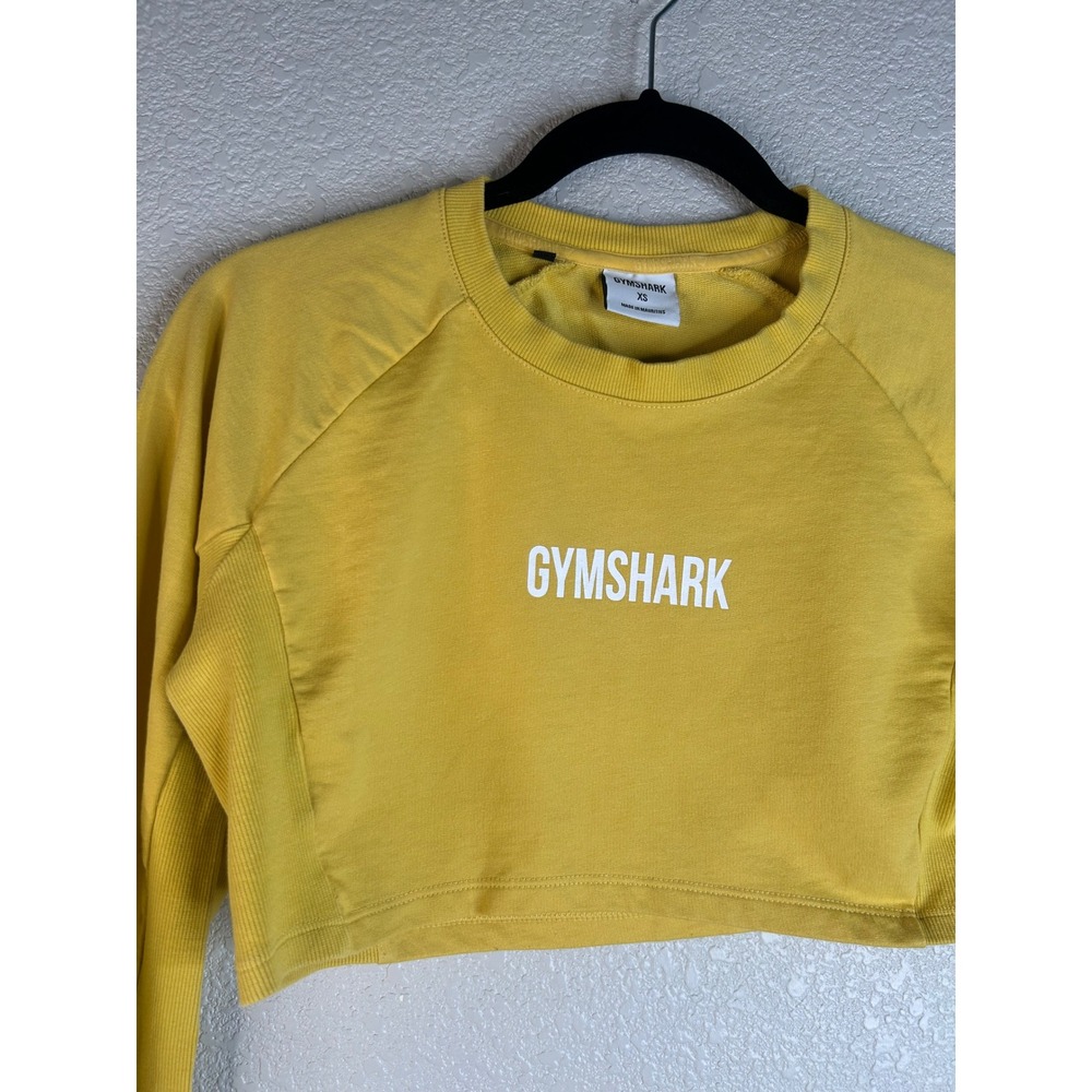 Gymshark Women's Yellow Logo Cropped Long Sleeve Sweatshirt Size XS - Picture 2 of 6